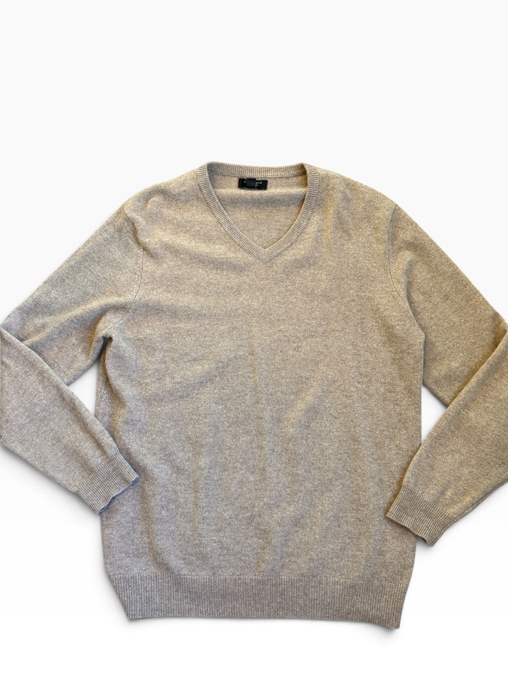 Club Room Luxury 100% Cashmere V-Neck Sweater Men's L Tan